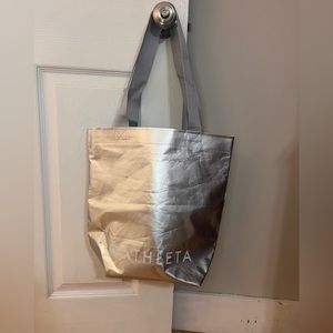 Athleta Tote Bag Reusable Silver Shopping Bag